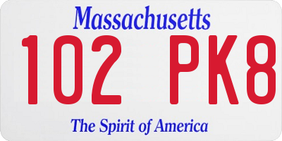 MA license plate 102PK8
