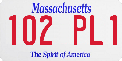 MA license plate 102PL1