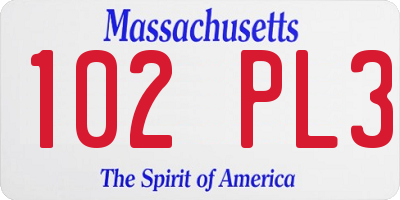 MA license plate 102PL3
