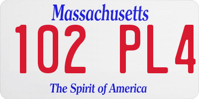 MA license plate 102PL4
