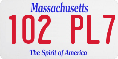 MA license plate 102PL7