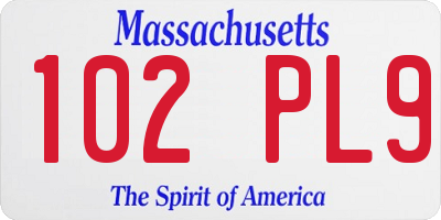 MA license plate 102PL9