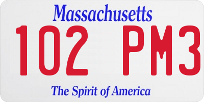 MA license plate 102PM3