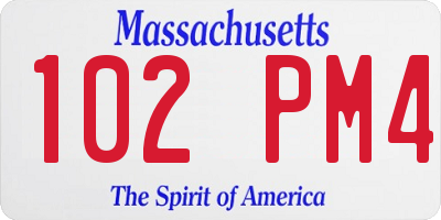 MA license plate 102PM4