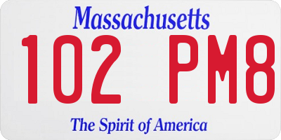 MA license plate 102PM8