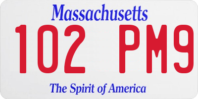 MA license plate 102PM9