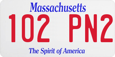 MA license plate 102PN2