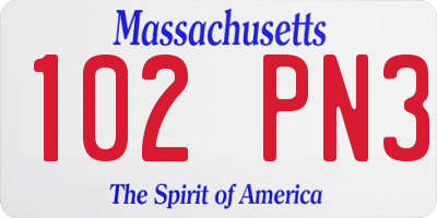 MA license plate 102PN3