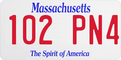 MA license plate 102PN4
