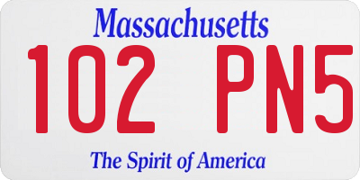 MA license plate 102PN5