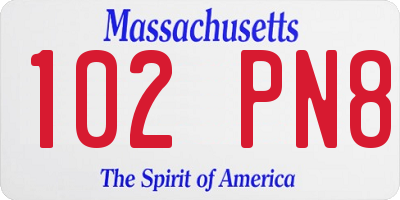 MA license plate 102PN8