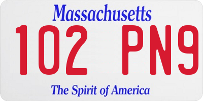 MA license plate 102PN9