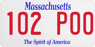 MA license plate 102PO0