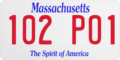 MA license plate 102PO1