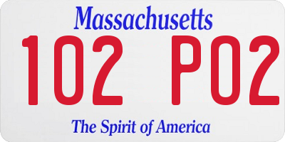 MA license plate 102PO2
