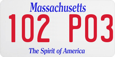 MA license plate 102PO3