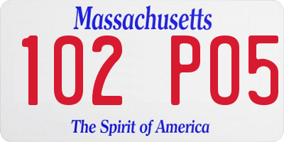 MA license plate 102PO5