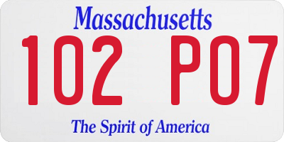 MA license plate 102PO7