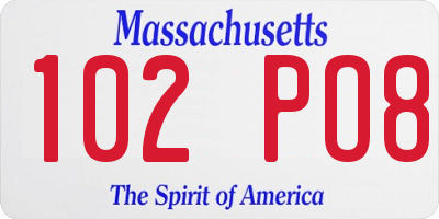 MA license plate 102PO8