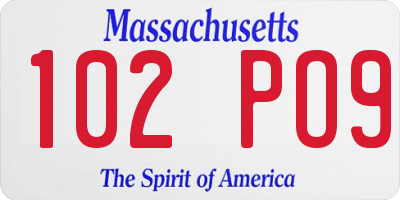 MA license plate 102PO9