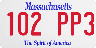 MA license plate 102PP3