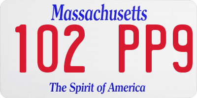 MA license plate 102PP9