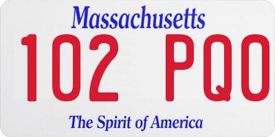MA license plate 102PQ0