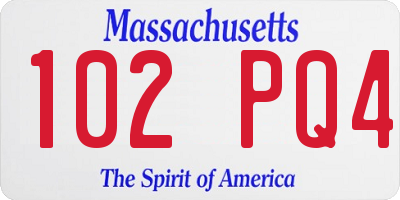 MA license plate 102PQ4