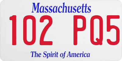 MA license plate 102PQ5