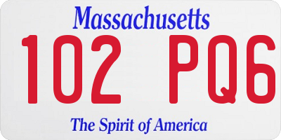 MA license plate 102PQ6