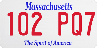 MA license plate 102PQ7