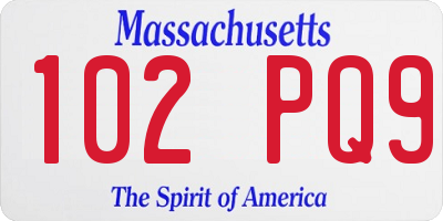 MA license plate 102PQ9