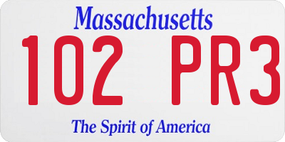 MA license plate 102PR3