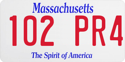 MA license plate 102PR4