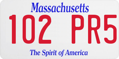 MA license plate 102PR5