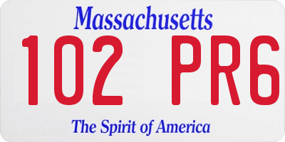 MA license plate 102PR6