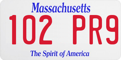 MA license plate 102PR9