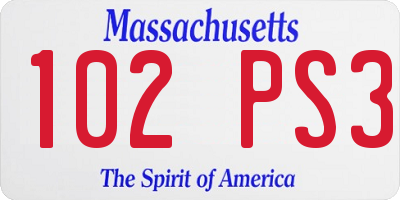 MA license plate 102PS3