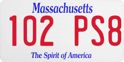 MA license plate 102PS8