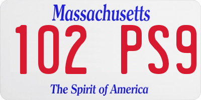 MA license plate 102PS9