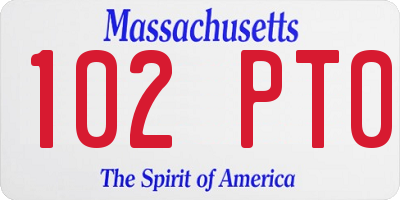 MA license plate 102PT0