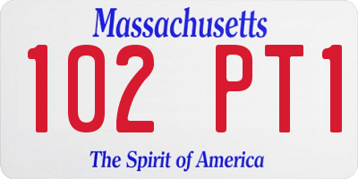 MA license plate 102PT1