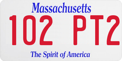 MA license plate 102PT2