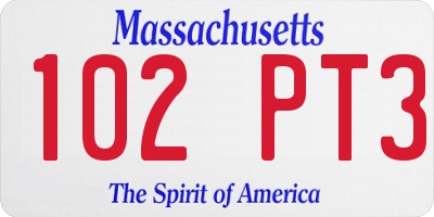 MA license plate 102PT3