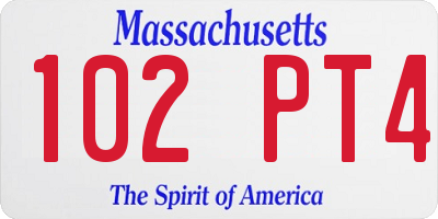 MA license plate 102PT4
