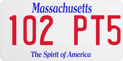 MA license plate 102PT5