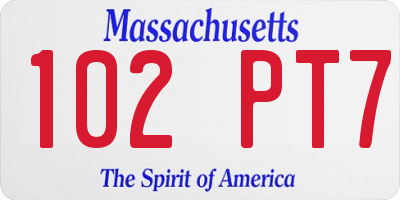 MA license plate 102PT7