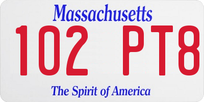 MA license plate 102PT8