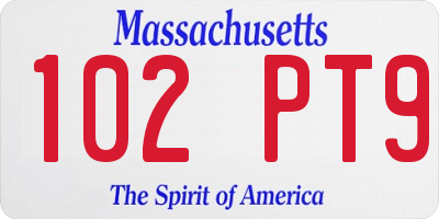 MA license plate 102PT9