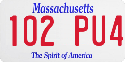 MA license plate 102PU4